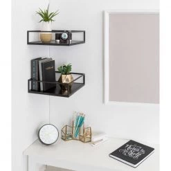 Lintz 12 in. x 4 in. x 12 in. Black Decorative Wall Shelf by Kate and Laurel -Kate and Laurel Shop black kate and laurel decorative shelving 216914 31 1000