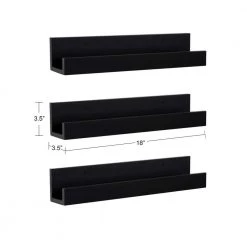 Levie 4 in. x 18 in. x 4 in. Black MDF Floating Decorative Wall Shelf Without Brackets by Kate and Laurel -Kate and Laurel Shop black kate and laurel decorative shelving 218560 c3 1000