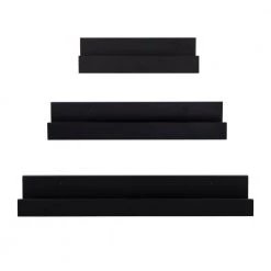 Levie 4 in. x 24 in. x 4 in. Black MDF Floating Decorative Wall Shelf Without Brackets by Kate and Laurel -Kate and Laurel Shop black kate and laurel decorative shelving 218563 4f 1000