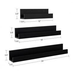 Levie 4 in. x 24 in. x 4 in. Black MDF Floating Decorative Wall Shelf Without Brackets by Kate and Laurel -Kate and Laurel Shop black kate and laurel decorative shelving 218563 c3 1000