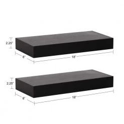 Havlock 8 in. x 18 in. x 2.25 in. Black Wood Floating Decorative Wall Shelf With Brackets Without Cubbies by Kate and Laurel 12 Havlock 8 in. x 18 in. x 2.25 in. Black Wood Floating Decorative Wall Shelf With Brackets Without Cubbies by Kate and Laurel -Kate and Laurel Shop black kate and laurel decorative shelving 219348 c3 1000