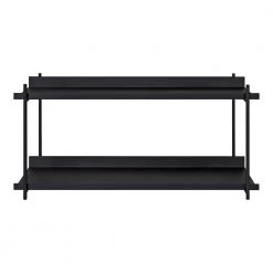 Dominic 7 in. x 28 in. x 14.5 in. Black Metal Floating Decorative Wall Shelf Without Cubbies With Brackets by Kate and Laurel -Kate and Laurel Shop black kate and laurel decorative shelving 219773 4f 1000