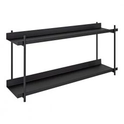 Dominic 7 in. x 28 in. x 14.5 in. Black Metal Floating Decorative Wall Shelf Without Cubbies With Brackets by Kate and Laurel