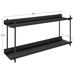 Dominic 7 in. x 28 in. x 14.5 in. Black Metal Floating Decorative Wall Shelf Without Cubbies With Brackets by Kate and Laurel -Kate and Laurel Shop black kate and laurel decorative shelving 219773 c3 1000