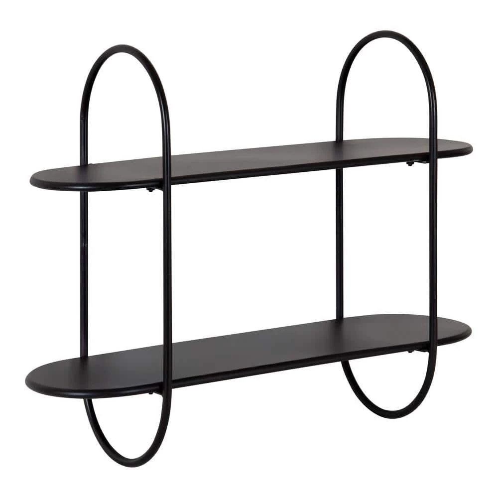 Bekx 8 in. x 24 in. x 20 in. Black Metal Floating Decorative Wall Shelf Without Cubbies by Kate and Laurel 3 Bekx 8 in. x 24 in. x 20 in. Black Metal Floating Decorative Wall Shelf Without Cubbies by Kate and Laurel