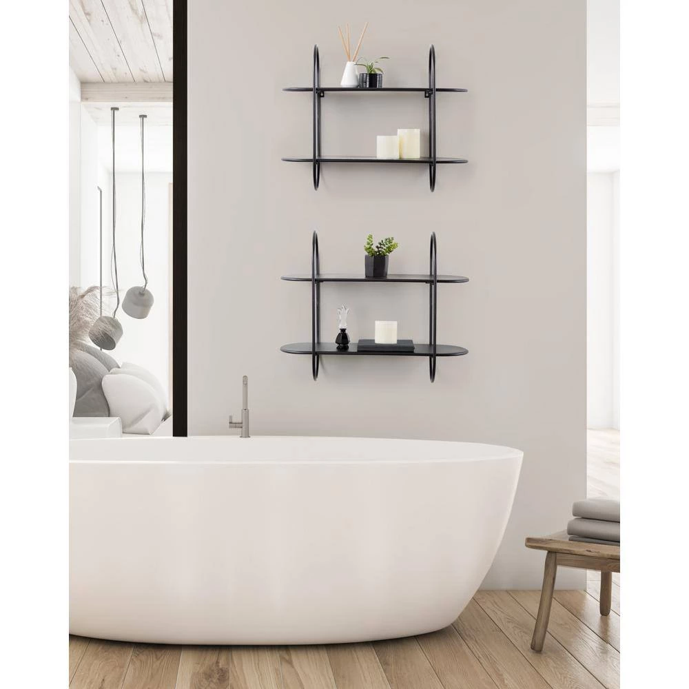 Bekx 8 in. x 24 in. x 20 in. Black Metal Floating Decorative Wall Shelf Without Cubbies by Kate and Laurel 8 Bekx 8 in. x 24 in. x 20 in. Black Metal Floating Decorative Wall Shelf Without Cubbies by Kate and Laurel - Image 6