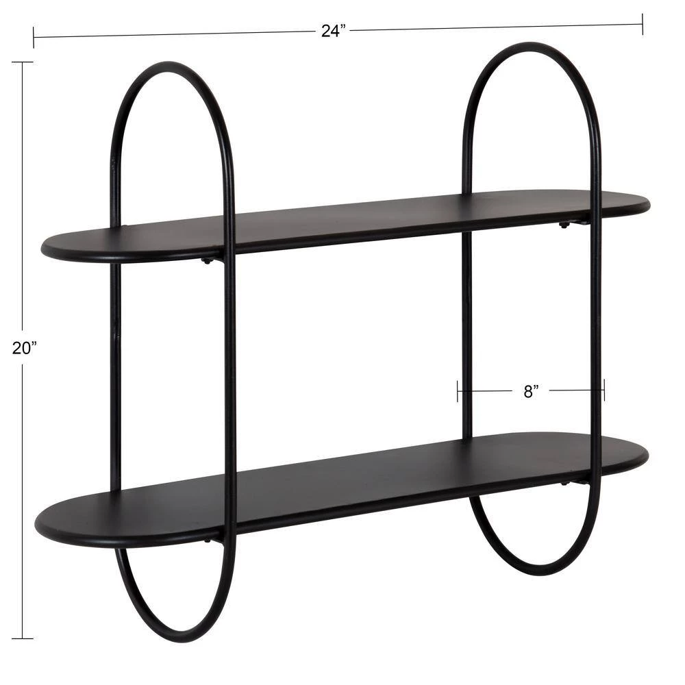 Bekx 8 in. x 24 in. x 20 in. Black Metal Floating Decorative Wall Shelf Without Cubbies by Kate and Laurel 6 Bekx 8 in. x 24 in. x 20 in. Black Metal Floating Decorative Wall Shelf Without Cubbies by Kate and Laurel - Image 4