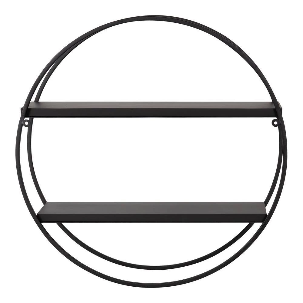 Sequoia 7 in. x 24 in. x 24 in. Black MDF Floating Decorative Wall Shelf Without Cubbies With Brackets by Kate and Laurel 5 Sequoia 7 in. x 24 in. x 24 in. Black MDF Floating Decorative Wall Shelf Without Cubbies With Brackets by Kate and Laurel - Image 3