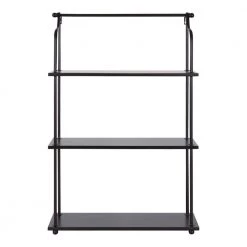 Walters 32.00 in. x 20.62 in. x 32.00 in. Black Wood Floating Decorative Wall Shelf without Brackets by Kate and Laurel -Kate and Laurel Shop black kate and laurel decorative shelving 221123 4f 1000