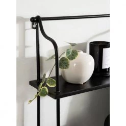 Walters 32.00 in. x 20.62 in. x 32.00 in. Black Wood Floating Decorative Wall Shelf without Brackets by Kate and Laurel -Kate and Laurel Shop black kate and laurel decorative shelving 221123 76 1000