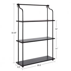 Walters 32.00 in. x 20.62 in. x 32.00 in. Black Wood Floating Decorative Wall Shelf without Brackets by Kate and Laurel -Kate and Laurel Shop black kate and laurel decorative shelving 221123 c3 1000