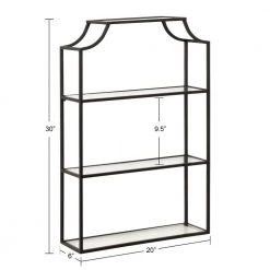 Ciel 6.00 in. D 20.25 in. W 30.00 in. H Black Metal Floating Decorative Wall Shelf by Kate and Laurel -Kate and Laurel Shop black kate and laurel decorative shelving 222265 c3 1000