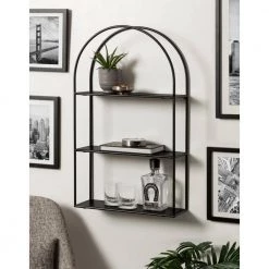 Monroe 6.00 in. D 18.00 in. W 30.75 in. H Black Metal Floating Decorative Wall Shelf by Kate and Laurel 19 Monroe 6.00 in. D 18.00 in. W 30.75 in. H Black Metal Floating Decorative Wall Shelf by Kate and Laurel -Kate and Laurel Shop black kate and laurel decorative shelving 222360 31 1000
