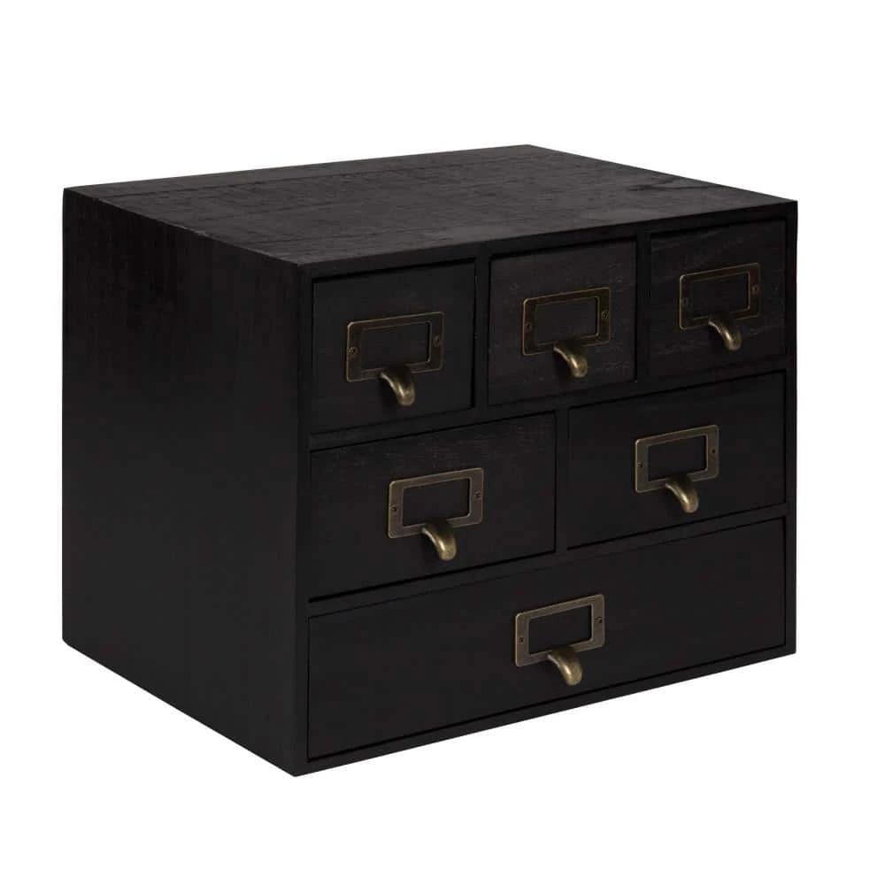 Apothecary Black Wood Drawers by Kate and Laurel 3 Apothecary Black Wood Drawers by Kate and Laurel