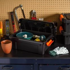 12 Qt. Heavy Duty Plastic Storage Box in Black (6-Pack) by IRIS 14 12 Qt. Heavy Duty Plastic Storage Box in Black (6-Pack) by IRIS -Kate and Laurel Shop black orange iris storage bins 500151 4f 1000