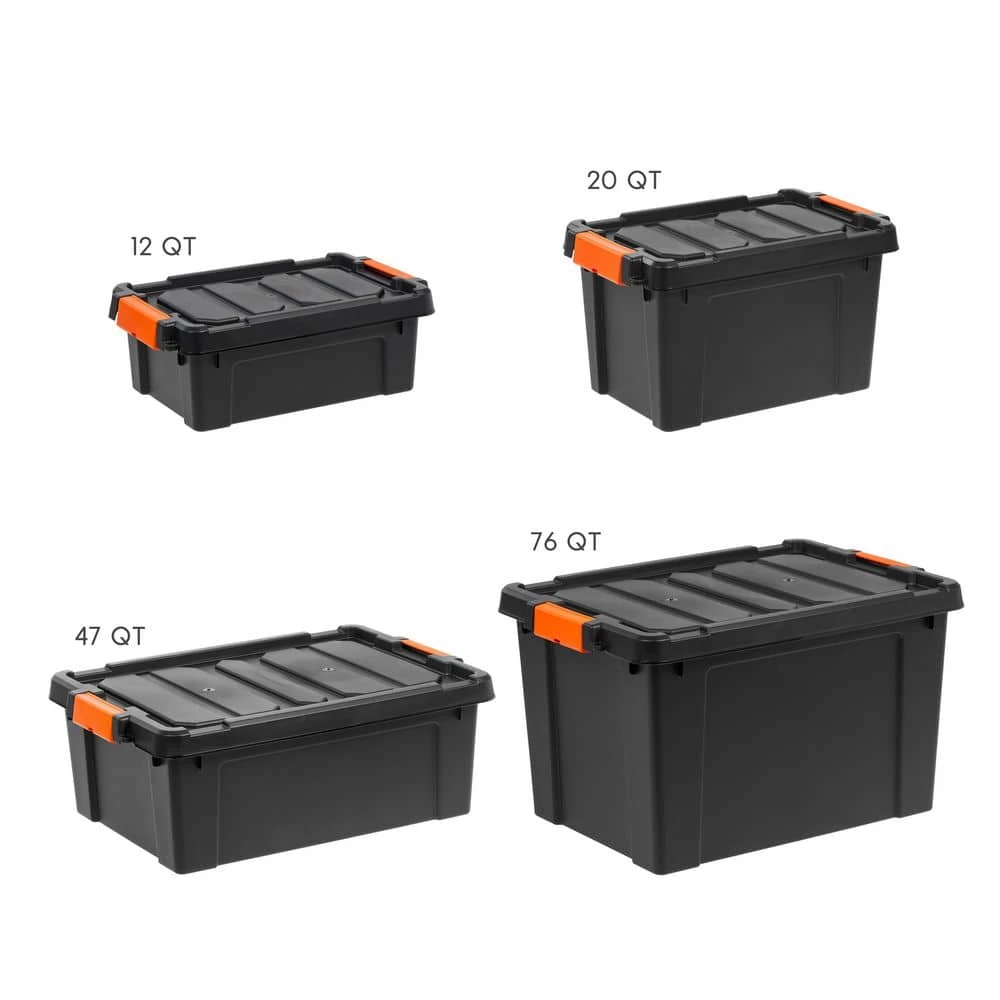 12 Qt. Heavy Duty Plastic Storage Box in Black (6-Pack) by IRIS 11 12 Qt. Heavy Duty Plastic Storage Box in Black (6-Pack) by IRIS - Image 9