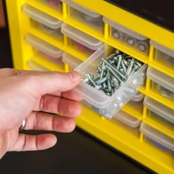 16 Drawer Parts Cabinet, Black/Yellow by IRIS -Kate and Laurel Shop black yellow iris garage cabinet accessories 500173 1f 1000