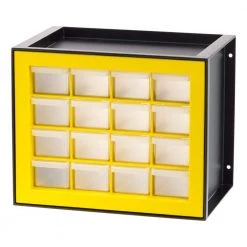 16 Drawer Parts Cabinet, Black/Yellow by IRIS
