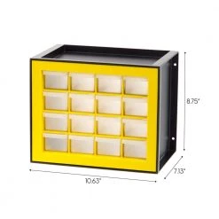 16 Drawer Parts Cabinet, Black/Yellow by IRIS -Kate and Laurel Shop black yellow iris garage cabinet accessories 500173 fa 1000