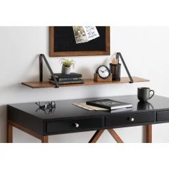 Soloman 38 in. x 8 in. x 8 in. Brown/Black Decorative Wall Shelf by Kate and Laurel -Kate and Laurel Shop brown black kate and laurel decorative shelving 216094 31 1000