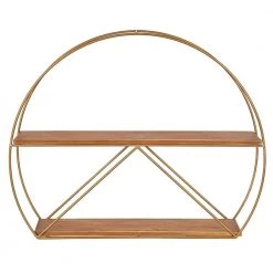 Delmar 26 in. x 21 in. x 5 in. Brown/Gold Decorative Wall Shelf by Kate and Laurel -Kate and Laurel Shop brown gold kate and laurel decorative shelving 215657 4f 1000