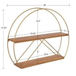 Delmar 26 in. x 21 in. x 5 in. Brown/Gold Decorative Wall Shelf by Kate and Laurel -Kate and Laurel Shop brown gold kate and laurel decorative shelving 215657 c3 1000