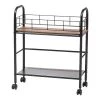 Slim Wood and Metal Rolling Storage Cart by IRIS -Kate and Laurel Shop brown iris utility carts 596002 64 1000