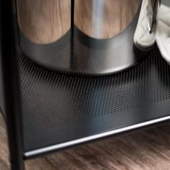 Wide Wood and Metal Rolling Storage Cart by IRIS -Kate and Laurel Shop brown iris utility carts 596003 44 1000