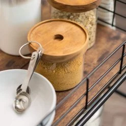 Wide Wood and Metal Rolling Storage Cart by IRIS -Kate and Laurel Shop brown iris utility carts 596003 4f 1000