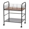 Wide Wood and Metal Rolling Storage Cart by IRIS -Kate and Laurel Shop brown iris utility carts 596003 64 1000
