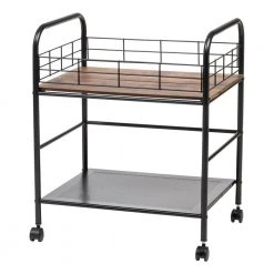Wide Wood and Metal Rolling Storage Cart by IRIS