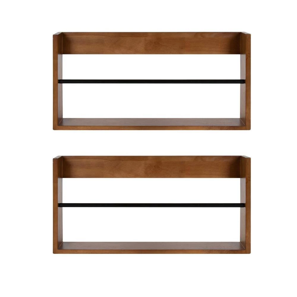 Corinna 4 in. x 24 in. x 12 in. Brown Wood Floating Decorative Wall Shelf Without Brackets by Kate and Laurel 7 Corinna 4 in. x 24 in. x 12 in. Brown Wood Floating Decorative Wall Shelf Without Brackets by Kate and Laurel - Image 5