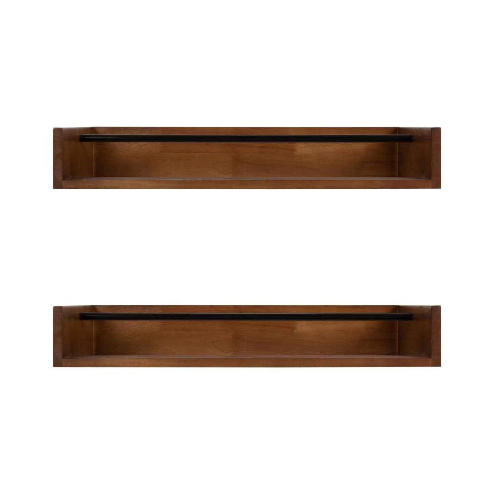 Corinna 4 in. x 24 in. x 12 in. Brown Wood Floating Decorative Wall Shelf Without Brackets by Kate and Laurel 5 Corinna 4 in. x 24 in. x 12 in. Brown Wood Floating Decorative Wall Shelf Without Brackets by Kate and Laurel - Image 3