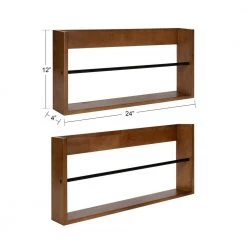 Corinna 4 in. x 24 in. x 12 in. Brown Wood Floating Decorative Wall Shelf Without Brackets by Kate and Laurel 11 Corinna 4 in. x 24 in. x 12 in. Brown Wood Floating Decorative Wall Shelf Without Brackets by Kate and Laurel -Kate and Laurel Shop brown kate and laurel decorative shelving 216924 c3 1000