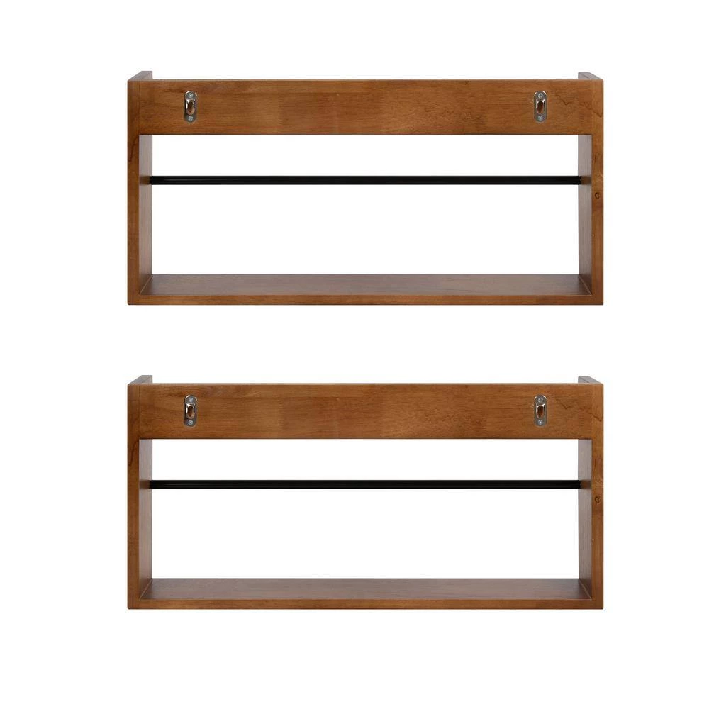 Corinna 4 in. x 24 in. x 12 in. Brown Wood Floating Decorative Wall Shelf Without Brackets by Kate and Laurel 4 Corinna 4 in. x 24 in. x 12 in. Brown Wood Floating Decorative Wall Shelf Without Brackets by Kate and Laurel - Image 2