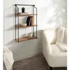 Walters 20 in. x 32 in. x 6 in. Brown Decorative Wall Shelf by Kate and Laurel -Kate and Laurel Shop brown kate and laurel decorative shelving 217129 31 1000