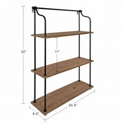 Walters 20 in. x 32 in. x 6 in. Brown Decorative Wall Shelf by Kate and Laurel -Kate and Laurel Shop brown kate and laurel decorative shelving 217129 c3 1000