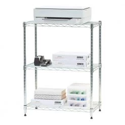 Chrome 3- Tier Metal Wire Garage Storage Shelving Unit 24- in. W x 30- in. H x 14- in. D by IRIS 12 Chrome 3- Tier Metal Wire Garage Storage Shelving Unit 24- in. W x 30- in. H x 14- in. D by IRIS -Kate and Laurel Shop chrome iris freestanding shelving units 596035 44 1000