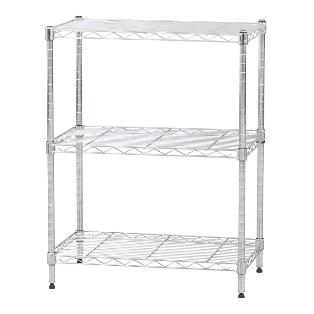 Chrome 3- Tier Metal Wire Garage Storage Shelving Unit 24- in. W x 30- in. H x 14- in. D by IRIS 3 Chrome 3- Tier Metal Wire Garage Storage Shelving Unit 24- in. W x 30- in. H x 14- in. D by IRIS
