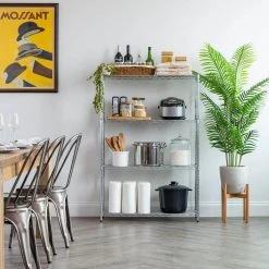 4 Shelf Wire Storage Unit, Silver by IRIS 13 4 Shelf Wire Storage Unit, Silver by IRIS -Kate and Laurel Shop chrome iris freestanding shelving units 596037 31 1000