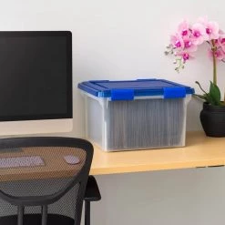 32 Qt. WeatherPro Clear Plastic Storage Box, Lid Blue by IRIS -Kate and Laurel Shop clear blue iris storage bins 500205 31 1000