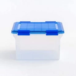 32 Qt. WeatherPro Clear Plastic Storage Box, Lid Blue by IRIS -Kate and Laurel Shop clear blue iris storage bins 500205 d4 1000