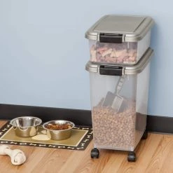 12 Qt. and 33 Qt. Airtight Pet Food Storage Combo with a Scoop in Gray by IRIS -Kate and Laurel Shop clear chrome black iris storage bins 301126 4f 1000