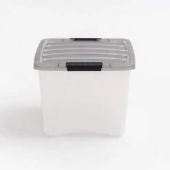 40 qt. Stack & Pull Clear storage Box, Lid Gray (Pack of 5) by IRIS -Kate and Laurel Shop clear gray iris storage bins 500147 4f 1000
