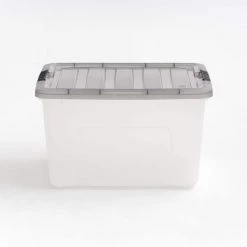 40 qt. Stack & Pull Clear storage Box, Lid Gray (Pack of 5) by IRIS -Kate and Laurel Shop clear gray iris storage bins 500147 c3 1000