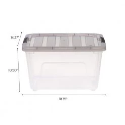 32 qt. Stack and Pull Clear Plastic Storage Box With Gray Lid by IRIS -Kate and Laurel Shop clear gray iris storage bins 500207 44 1000