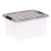 32 qt. Stack and Pull Clear Plastic Storage Box With Gray Lid by IRIS