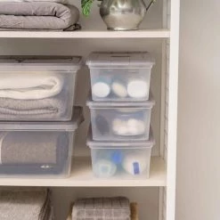 6 qt. Snap Top Plastic Storage Box in Clear with Gray Lid by IRIS -Kate and Laurel Shop clear gray iris storage bins 500217 1f 1000