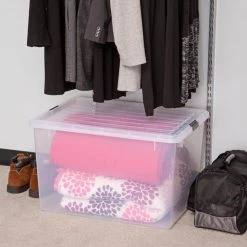 132-Qt. Buckle Down Storage Box in Clear by IRIS -Kate and Laurel Shop clear iris storage bins 100251 1f 1000