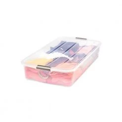 Underbed Buckle-Up 50-Qt. Plastic Storage Container in Clear (2-Pack) by IRIS 8 Underbed Buckle-Up 50-Qt. Plastic Storage Container in Clear (2-Pack) by IRIS -Kate and Laurel Shop clear iris storage bins 2 x 100802 4f 1000
